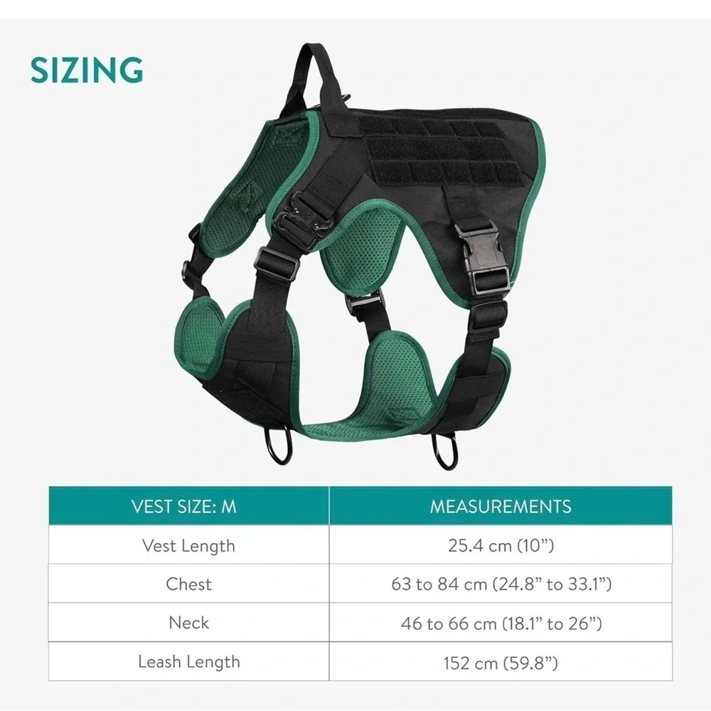 Tactical Dog Harness and Vest Set - Strong & Adjustable Fit with Metal D Ring